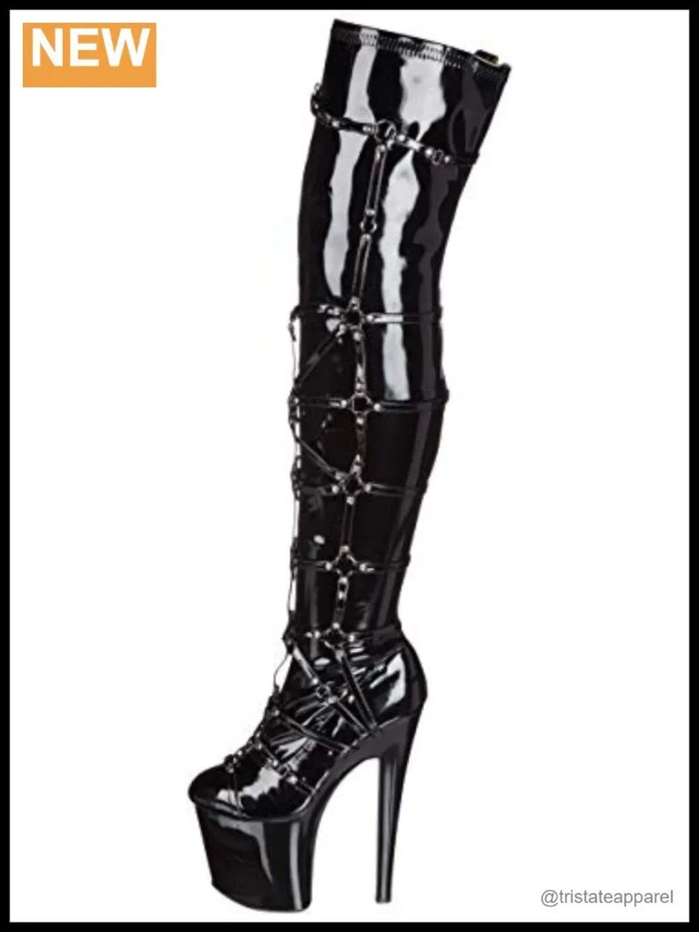 Over-the-Knee Platform Boots with Stiletto Heel Round Toe Zip